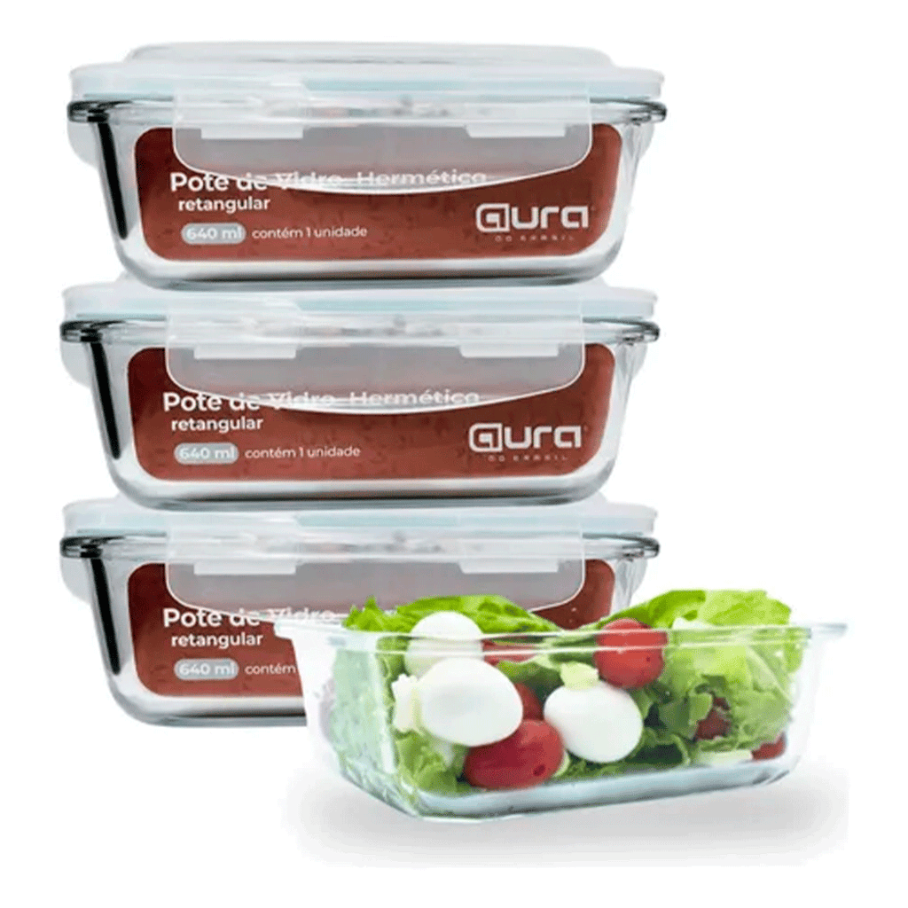 Conjunto de 25 Recipientes de Vidrio Herméticos 640 ml con 4 Trabas Aura | ¡Oferta Imperdible!
