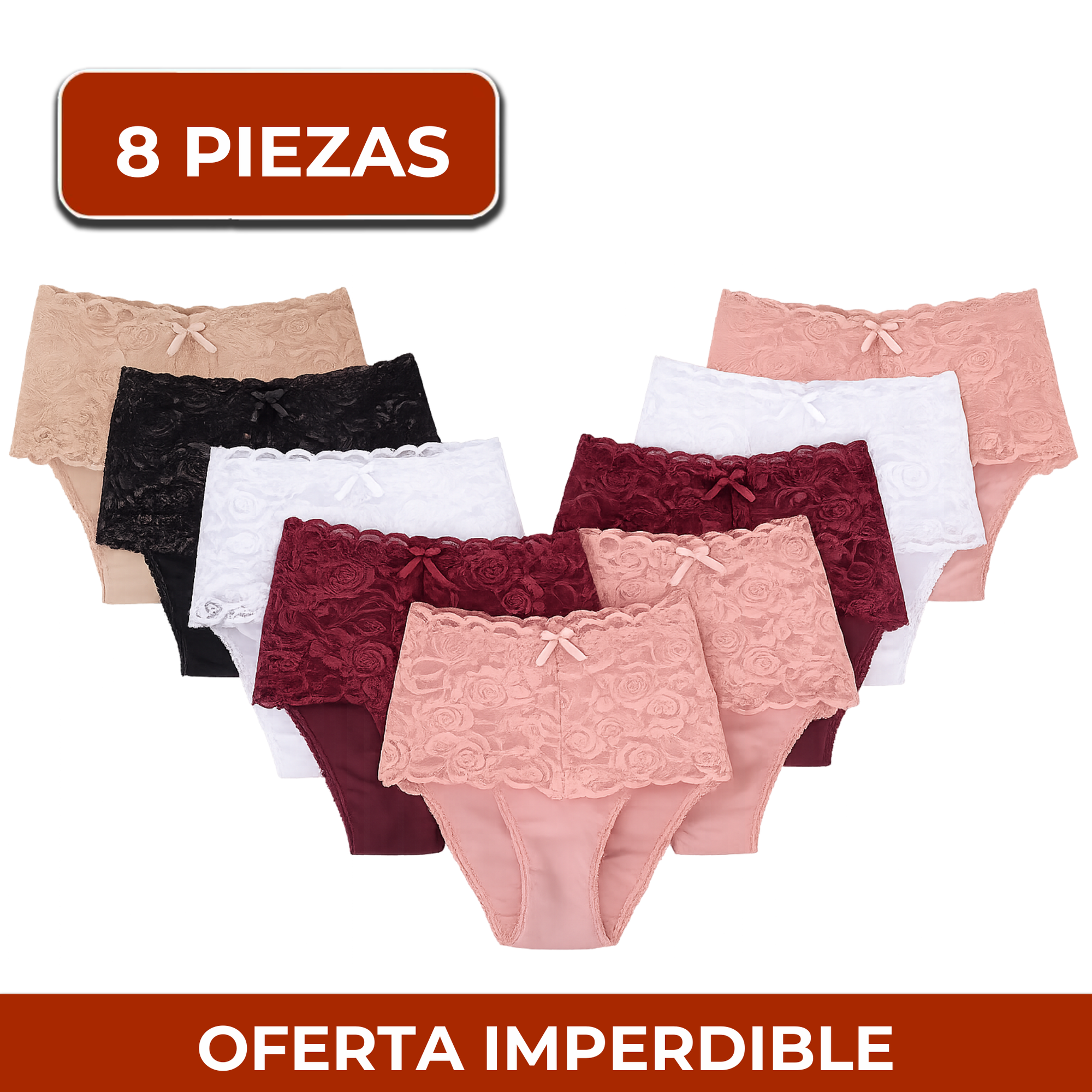 Kit de 8 Bombachas Faja Modeladora con Encaje